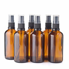 6 recipientes cosméticos recarregáveis do vidro âmbar vazio da garrafa 100ml do pulverizador dos pces com pulverizador fino da névoa para os óleos essenciais perfume brown 2024 - compre barato