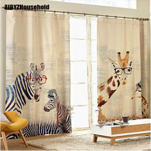 Pastoral custom curtains for small fresh giraffe study dining bedroom living room windows drapes 2024 - buy cheap