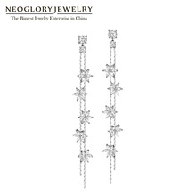 Neoglory zircon brincos de agulha de titânio flor balançar brincos de gota para presentes femininos moda jóias 2020 novo design 2024 - compre barato