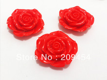 Factory Price 42MM  50pcs/lot Red Flatback Resin Flower Beads, With Back Hole! Free Shipment 2024 - buy cheap