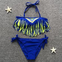 2019 Tassel Girl Swimsuit Kids Two Piece Children's Swimwear Teenager Girl Bikini 6-14 Years Girls Bathing Suit Child Swim Wear 2024 - buy cheap