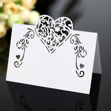 50pcs Laser Cut Love Heart Table Name Place Card Rose Guest Message Setting Card Wedding Event Christmas Party Favor Decorations 2024 - buy cheap