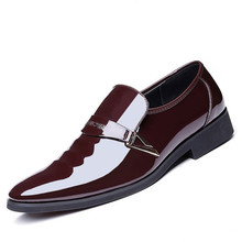 2019 marca de luxo do plutônio recém-masculino qualidade couro patente sapatos de negócios branco sapatos de casamento preto couro macio homem vestido sapatos 2024 - compre barato