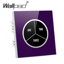 Interruptor de parede roxo com tela sensível ao toque, luxuoso, 3 grupos, com botões personalizáveis, 110v ~ 250v, frete grátis 2024 - compre barato