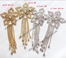 2 unids/lote de apliques de diamantes de imitación de cristal de estrella con flecos de borla, Color plateado dorado ab, vestido de noche de boda artesanal 2024 - compra barato