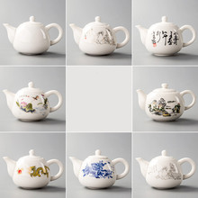 Bule de cerâmica artesanal chinês porcelana decoração para casa escritório bule de chá cor branca chaleiras de chá drop shipping 2024 - compre barato