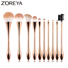 Zoreya Brand Noble Rose Gold Makeup Brushes High Quality Synthetic Hair Foundation Blush Powder Eye Shadow Lip Brush Make Up Set 2024 - buy cheap