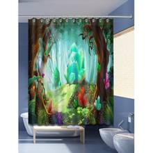 72'' Fairy Tale Forest Crystal On Hill And Tree Bathroom Waterproof Fabric Shower Curtain Polyester 12 Hooks Bath Accessory Sets 2024 - buy cheap