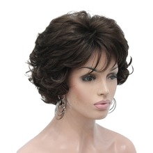 StrongBeauty Women's Short wig Dark brown/silver Natural Curly Hair Synthetic Full Wigs 2024 - buy cheap