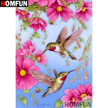 HOMFUN-pintura de diamante 5D DIY "pájaros y flores", cuadrados o redondos de imitación bordado de diamantes, estilo punto de cruz 3D, decoración del hogar, A09517 2024 - compra barato