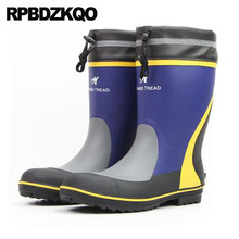 Tall Casual Waterproof Platform Rubber Fishing Boots Men Shoes Steel Toe Round Mid Calf Slip On Rain Cheap Blue Pvc Plus Size 2024 - buy cheap