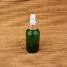 Botella vacía de vidrio para mujer, bote de aceite esencial verde con gotero de plata para mujeres, bote de maquillaje recargable, 30ml, 5 unids/lote 2024 - compra barato