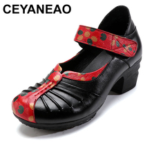 CEYANEAO2019 With Heels Women Sandals Summer Shoes Women Casual Thick heels pumps Genuine leather sandalias de salto altoe1619 2024 - buy cheap