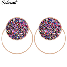 Sehuoran-Pendientes grandes bohemios de cuero para mujer, aretes largos, llamativos, coloridos, de lujo 2024 - compra barato