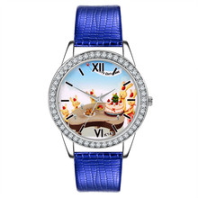 Relogio Feminino New Ladies Watch Christmas Pattern Leather Band Quartz-Watch Vogue Analog Clock women Christmas Watches 2024 - buy cheap