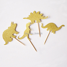 Surtido de adornos de dinosaurios para cupcakes, suministros de fiesta para baby shower de compromiso, fiesta de cumpleaños de dinosaurios 2024 - compra barato