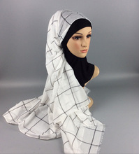 Cotton Women Stripes and Checks Scarf Hijab Wrap Printe Shawls Headband Muslim Hijabs Scarves/scarf 08 2024 - buy cheap