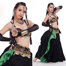ATS 2018 Tribal Belly Dance Clothes for Women 4 Pieces Outfit Set Antique Bronze Beads Bra Belt Skirts Gypsy Dance Costumes 2024 - buy cheap