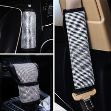 Cubierta de cinturón de seguridad de coche con diamantes de imitación, cubierta de engranaje de freno de mano, almohadilla de hombro de cinturón de seguridad de felpa, estilo apto para todos los accesorios de coche 2024 - compra barato