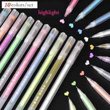 10 colors/set Highlight Gel Pen White brightening school office painting and marking colored pen children learning prizes 2024 - buy cheap