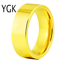 Free Shipping Cheap Price Jewelry USA Brazil Russia Hot Sales His/Her 8MM new Golden Flat Pipe Tungsten Ring Mens Wedding Band 2024 - buy cheap
