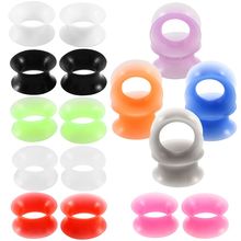 Pair Silicone Flexible Thin Double Flared Flesh Tunnel Plug Piercing Hollow Ear Gauge Expander Earlet Stretcher Piercing Jewelry 2024 - buy cheap