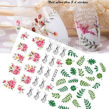3D Design Nail Stickers Flower Leaf Decorations Sticker for Nails Art Decals Adhesive Summer Leaves Nails Manicure Accessoires 2024 - buy cheap
