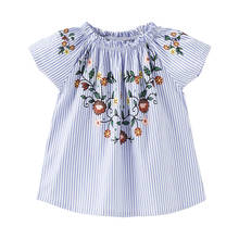 Little Maven New Summer Kids Clothing Short O-neck Blue Floral Pinted  Woven Striped  Cotton Girls Sweet Blouses Tshirt Tee 2024 - buy cheap