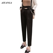 New Women Wool Pants With Sashes Winter Pants For Women 2018 High Waist Warm Trousers Female Casual Harm Trousers Office Lady 2024 - buy cheap