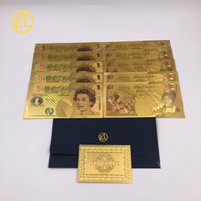 10 unids/lote de billetes de Euro, réplica de 5 libras del Reino Unido, regalo de diseño Original, dinero falso, recuerdo de Color dorado para colección 2024 - compra barato