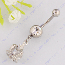 Imperial crown belly button ring fashion body piercing jewelry Retail Navel ring 14G 316L surgical steel bar Nickel-free 2024 - buy cheap