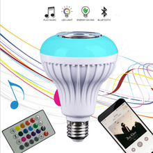 Smart RGBW Wireless Bluetooth-compatible Speaker Bulb Music Playing Dimmable E27 LED Bulb Light Lamp with 24 Keys Remote Control 2024 - buy cheap