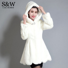 Big Size 5XL 6XL Women White Fake Fur Coat Mink Rabbit fur Coat Warm Winter Hooded Jacket Synthetic Fur Coat 2024 - buy cheap