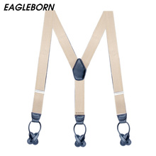 6 Buttons Suspenders Man Braces Adjustable Elastic Suspenders Bretelles Y-Back Ligas Tirantes 3.5*120cm Blue Black Brown Navy 2024 - buy cheap