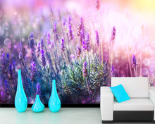 Papel de pared 3d con flor de lavanda, sala de estar mural para, sofá, TV, dormitorio, cocina, decoración del hogar, restaurante, bar 2024 - compra barato