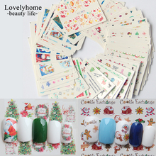 50pcs/Set Xmas Festivals Watermark Nail Stickers Decal Water Transfer Full Cover Decoration Manicure Wraps Tips Christmas Santa 2024 - buy cheap