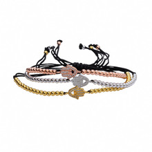 Hamsa Bracelet Rope Chain 24k Gold Color Beads Pave CZ Charm Bracelet for Girl Lucky Symbol Fashion Hot New Design 2024 - buy cheap