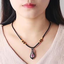 2019 Water Drop Murano Glass Inner Flower Pendant Necklace for Women Simple Ethnic Style Glass Sweater Chain Fashion Jewelry 2024 - buy cheap