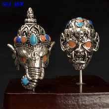 Cuentas de Metal Vintage para fabricación de joyas, cuentas de cráneo y elefante para manualidades, gotas de Buda esmaltado, Nepal, 1 unidad 2024 - compra barato