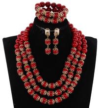 Colar de joias de coral com tecnologia mais recente, conjunto de joias indianas com contas de coral vermelho estilo africano cl033 2024 - compre barato