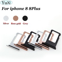 Держатель для SIM-карты YuXi 1X для iphone 8 8 Plus, запасные части для адаптера SIM-карты iPhone 8 Plus 8 P 8G, серебристый/розовое золото/серый 2024 - купить недорого