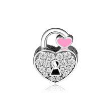 BEADS for Jewelry Making BraceletS Padlock Pave cHarMs 100% 925 OrigiNal Sterling Silver Jewerly Free Shipping 2024 - buy cheap