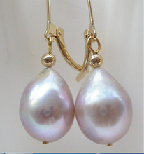 Pendientes colgantes de perla de agua dulce, goteo púrpura de 14mm 2024 - compra barato