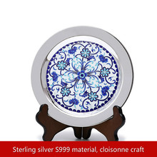 Plato de plata 999 pura hecha a mano, paleta de plata Cloisonne, Pinch Silk, esmalte de Color, plato de té, juego de té de Kung fu 2024 - compra barato