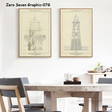Retro Lighthouse Structure Drawing Canvas Painting Poster And Print Living Room Library Wall Art Picture Home Decoration Posters 2024 - buy cheap