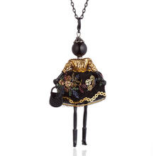 Gold Purple Chinese Embroidered Long Dress Doll Necklaces Black Long Chain Collar Necklace For Women Statement Jewelry Bijoux 2024 - buy cheap