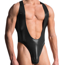 Best Selling XXL Erotic Leather Wrestling Singlet Lingerie Sexy Plus Size Men Gay Underwear Bodysuit Catsuit Men Latex Underwear 2024 - buy cheap