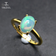TBJ-anillo sencillo de Plata de Ley 925 con gema de ópalo etíope, joyería de color amarillo y dorado de alta calidad, 100% 2024 - compra barato