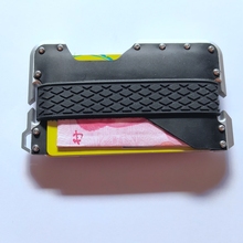 Arrival New Design Aluminum Metal RFID Blocking Credit Card Holder Genuine Leather Minimalist Card Wallet For Men Women 2024 - buy cheap