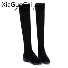 Autumn and Winter Sexy Over The Knee Women Long Boots Elastic Boots Long Tube Female Thigh High Boots Suede and Flannel Boots 2024 - buy cheap